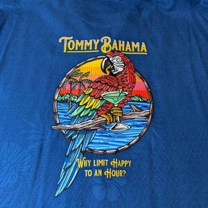 Tommy Bahama Blue Silk Camp Shirt Parrot Back Graphic 4XL Big Tall